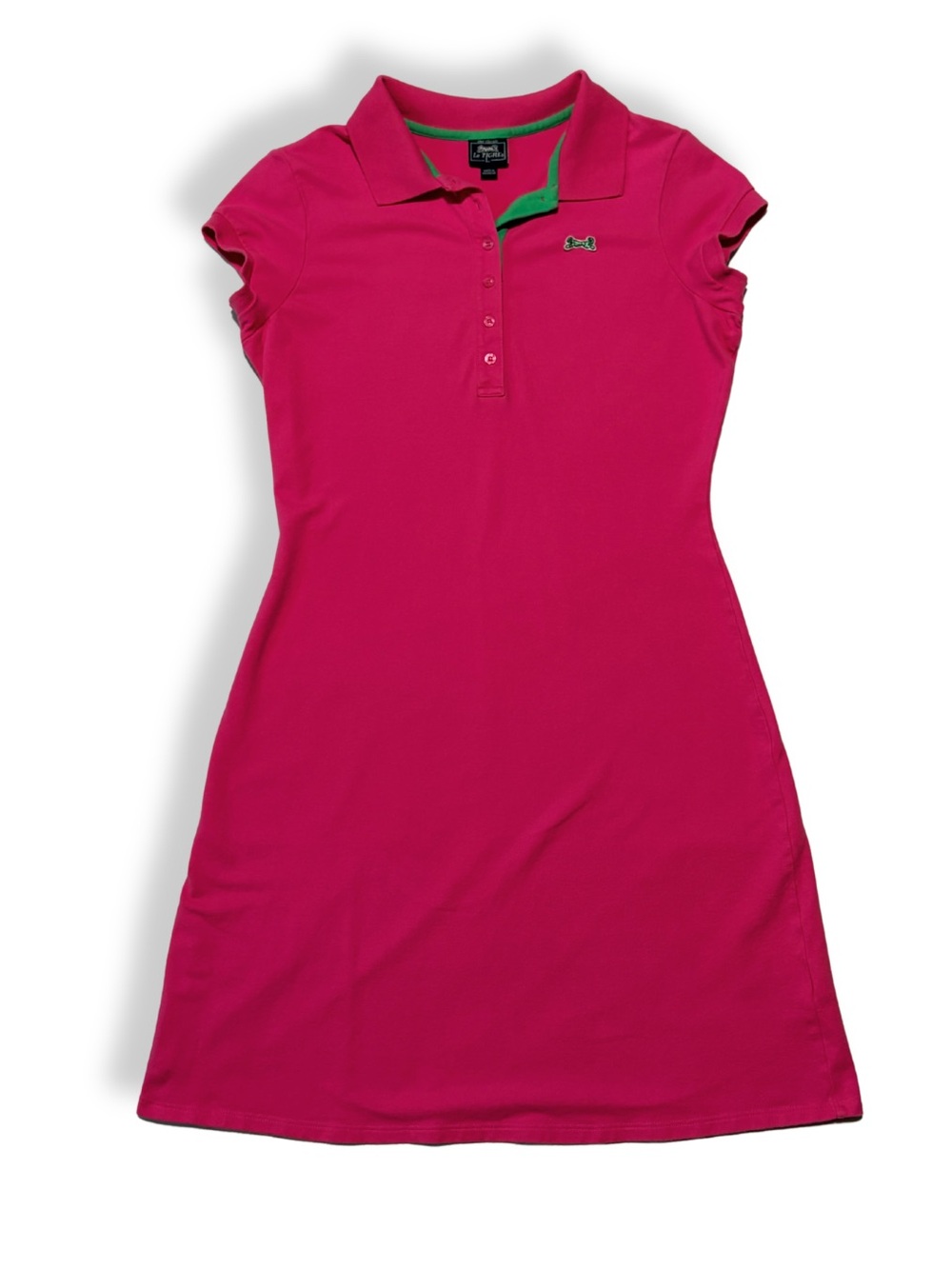 Le Tigre Fuchsia Polo Midi Dress with Green Trim